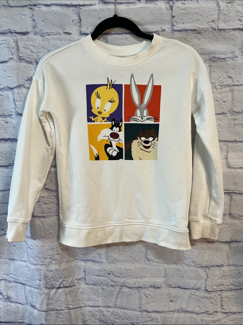 Hanna Andersson Looney Toons Sweatshirt Taz Bugs Tweety Sylvester Kids Size 8